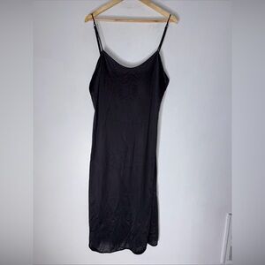 vassarette Black Long Nylon Slip Dress Size 38